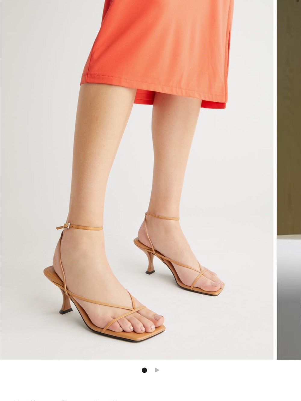 Jeffrey Campbell “Fluxx” Tan Strappy Ankle‑Tie Kitten Heel Sandals
